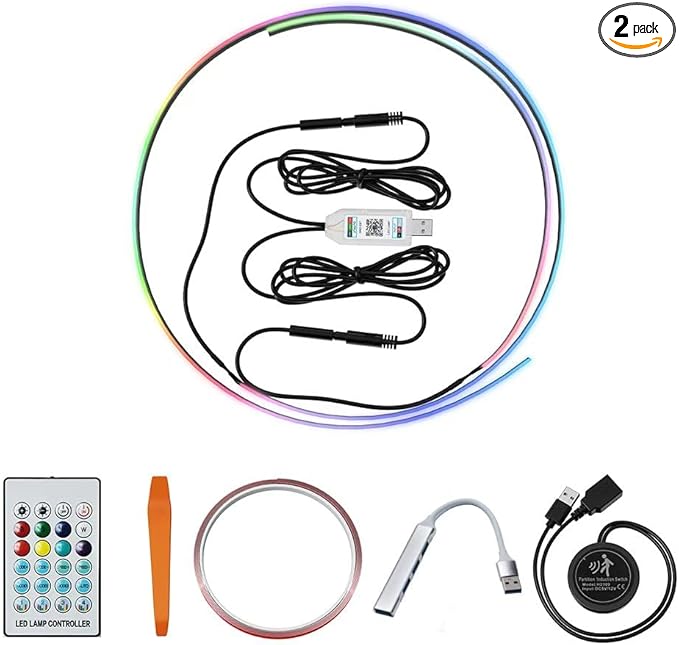 for Tesla Model 3 Y RGB Dreamcolor LED Neon Light Kits Dashboard Ambient Lighting Interior Lights 2025 2024 2023 2022 2021 Accessories Accessory, App & Remote & USB Hub, DC 12V
