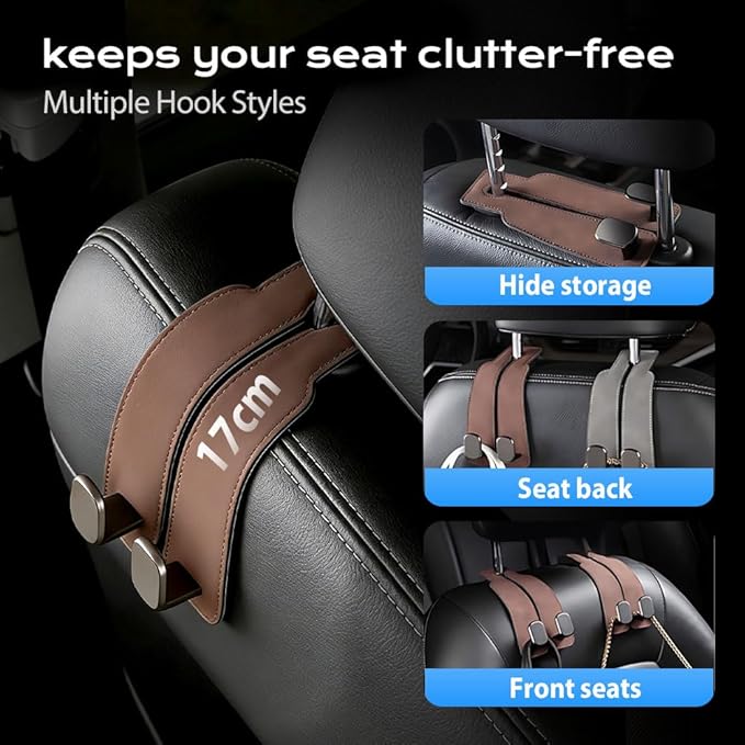 2026 Car Headrest Storage Hooks - Universal Backseat Hanger Organizer for Handbags & Grocery Bags (2, Black)