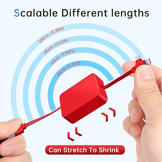6 Pcs 3 in 1 Retractable Multi Fast Chargers Cable Bulk(3.28FT) with USB C/Micro USB/L and Phone Stand, Compatible with iPhone 17/16/15/14/13/12/11/10/9/8/Android/Tablet