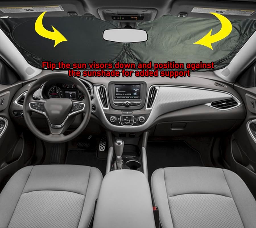 Gven- The Original Car Eyes Windshield Sun Shade 2025 Windshield Cover Automotive Interior Sun Protection Front Sun Visor Protector Blocks UV Rays Keep Your Vehicle Cool (Black, L)