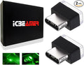 ICBEAMER Type C Adapters Atmosphere Light 1-Pack (Green) | Universal Plug-in Miniature LED Night Light for Car Interior and Trunk Ambient Illumination