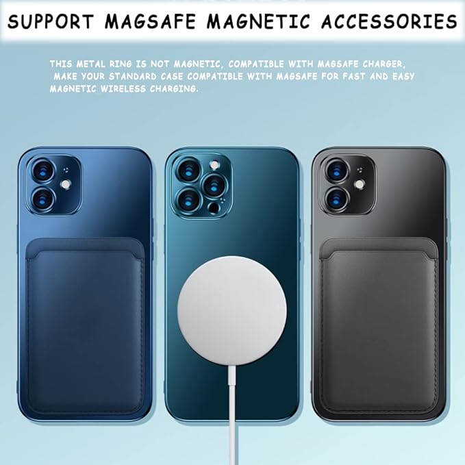 6 Colors Universal Metal Rings Compatible with Magsafe Magnetic Wireless Charger, Adapter Ring Sticker for Cell Phone Case Magnet Wireless Charging, Compatible with iPhone 16/15/14/ Samsung Galaxy