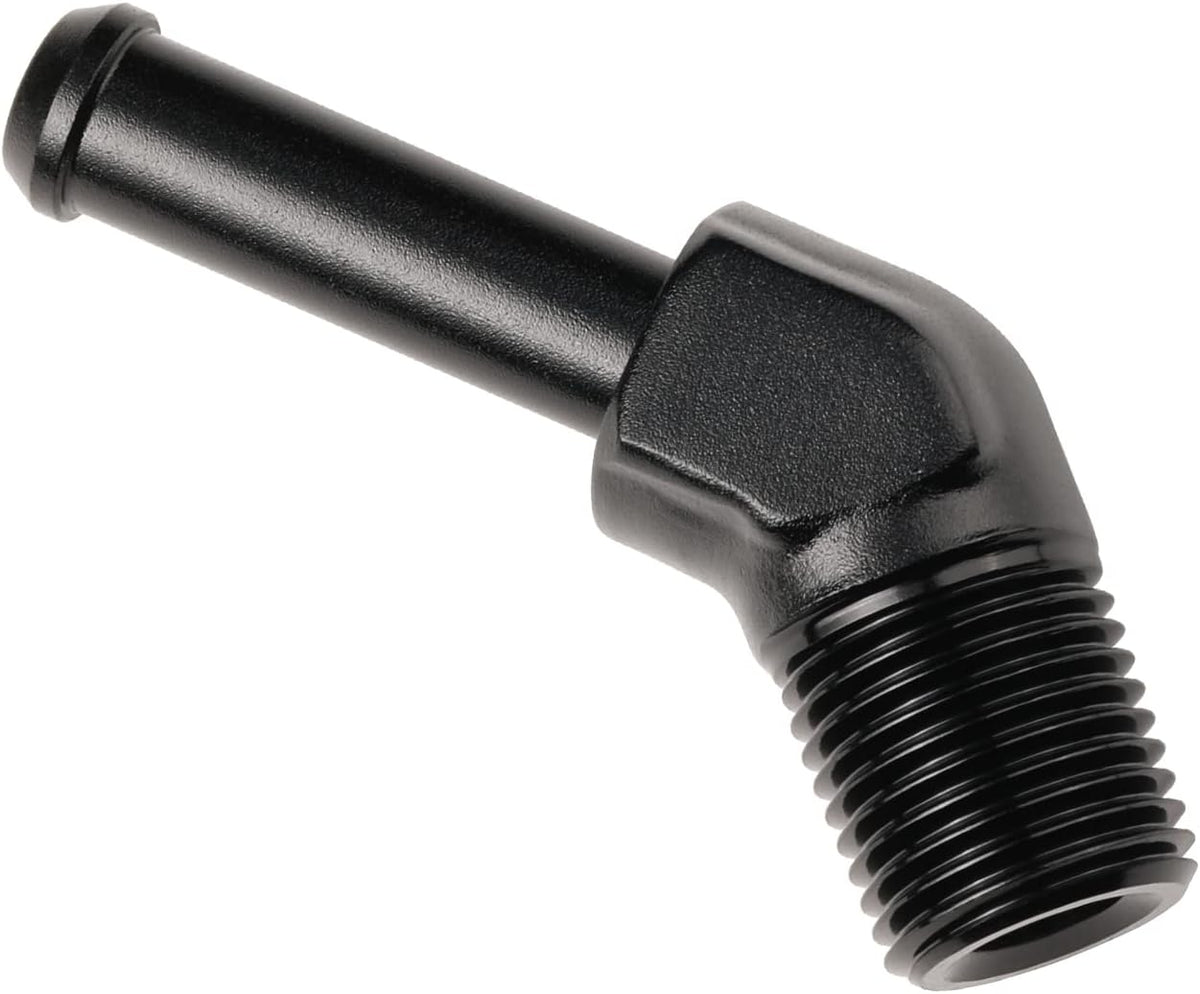 1/8 NPT Male to 1/4" Hose Barb Fitting Adapter 45 Degree Elbow Aluminum Black