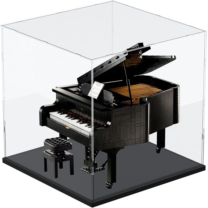 Choowin Large Acrylic Display Case for Lego Ideas Tree House 21318 & Piano 21323 - Thickened Clear Acrylic Display Box for Collectibles - Dustproof, Assemble, Black Base