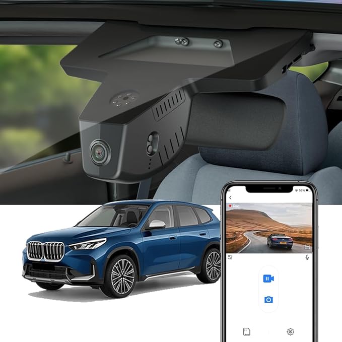 Fitcamx 4K Dash Cam Suitable for BMW X1 2023-2026 Xdrive28i M35i U11 (HD2-6576), OEM Factory Style, UHD 2160P Video, Built-in WiFi & APP, Loop Recording, Gravity Sensor, Plug & Play, 64GB Card
