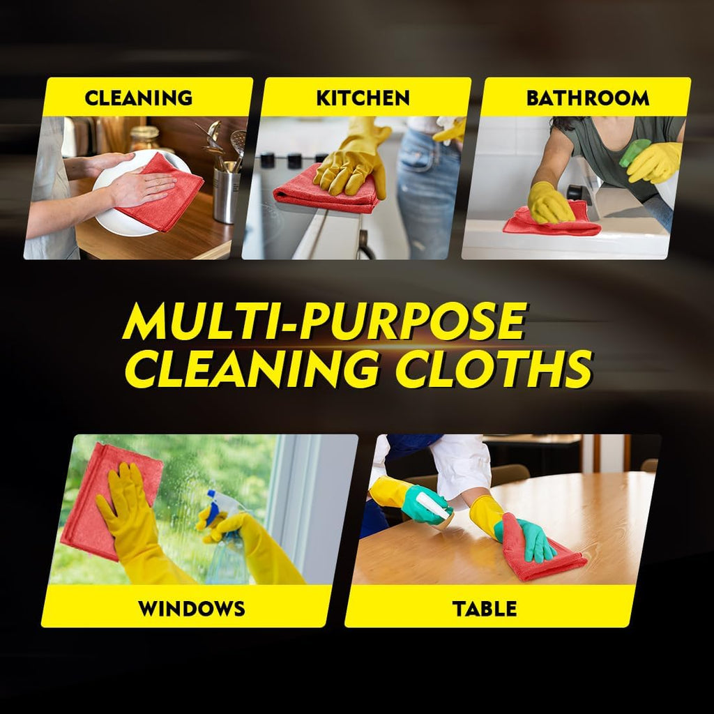 HOMEXCEL Red Microfiber Cleaning Cloth 12 Pack, 12.5 x 12.5 inch Microfiber Towels for Cars, Ultra Absorbent Car Washing Cloth, Lint Free Streak Free Cleaning Rags for Car, Kitchen, and Window