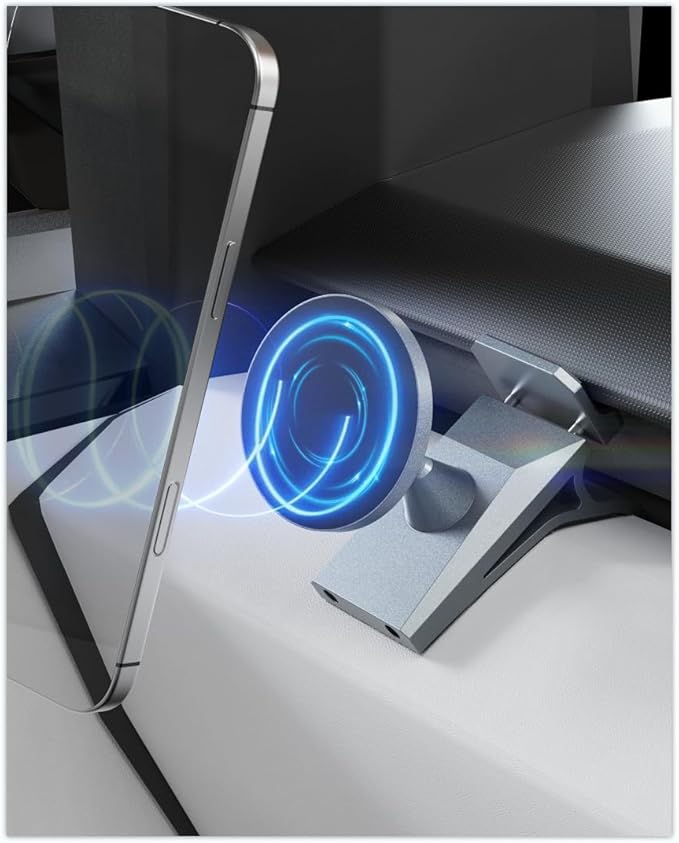 Phone Mount for Tesla Cybertruck The Ultimate Magnetic Phone Holder for Tesla Cybertruck Accessories | 360° Adjustable All-Metal Dash Mount with Strong Magnets Secure Clip-On Design Leaves No Residue
