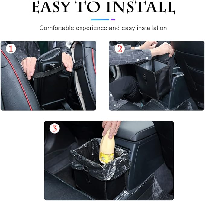 Fekey&JF Foldable Car Trash Can, Hanging Waterproof Leakproof Trash Can Storage Bag for Car with Large Capacity, Car Interior Accessories (Small)