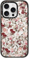 CASETiFY Impact Case for iPhone 16 Pro [8.2ft 4X Military Grade Drop Protection/Compatible with Magsafe] - Vintage Flower Monday - Clear Black
