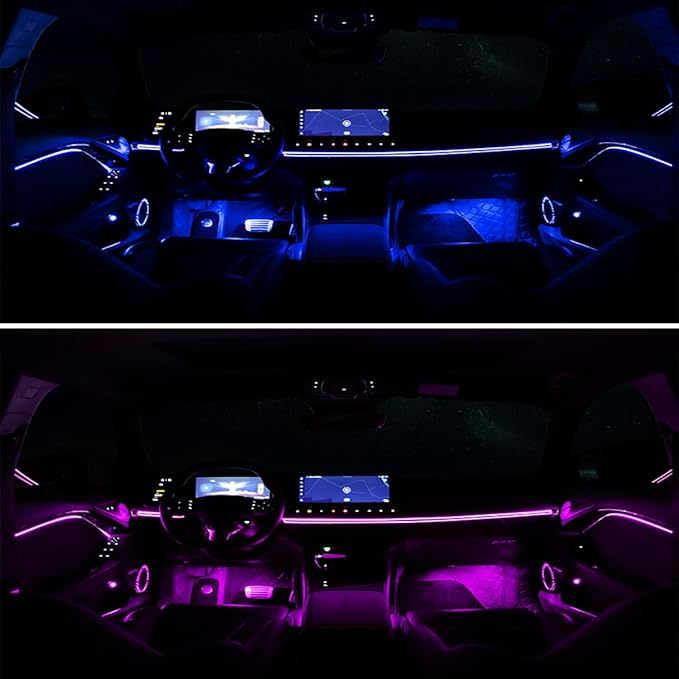 Zpana Car LED Interior Strip Light with APP Control, 16 Million Colors 5-in-1 RGB Sound Active Ambient Light with 236" Fiber Optic, Auto Inside Atmosphere Neon Light Strip, Universal for Vehicles