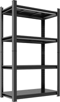 59"H Garage Shelving Heavy Duty Rack, 2400 LBS Large Capacity 4 Tier Adjustable Storage Shelves, Metal Industrial Shelving Units Utility Shelf for Basement and Warehouse, 59"H×23.6"W×13.8"D, Black