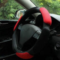 Steering Wheel Cover -Odorless, Cooler Hands in Summer, Warmer Hands in Winter (Black red)