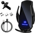 Wireless Car Charger, 15W Fast Charging Mount Electric Induction Car Phone Holder, Universal Auto-Clamping Magnetic Charger Air Vent Mount Bracket for Most Smartphones (Black)