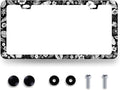 Tropical Flowers Leaves License Plate Frame Hawaiian Hibicus License Plate Holder Stainless Steel Front and Rear Car Tags Auto Parts Colorful License Plate Women Decoration with Screws 12.2" x 6.2"