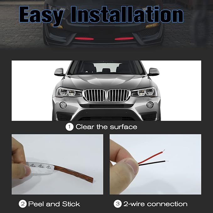 Red LED Strip Lights for Car BaishenglinMotor 12-Pack DC12V Waterproof 30CM/11.8"/1FT 5050 15-SMD LED Strip Underbody Light for Car Motorcycles Golf Cart Decoration Led Interior Exterior Strip Lights
