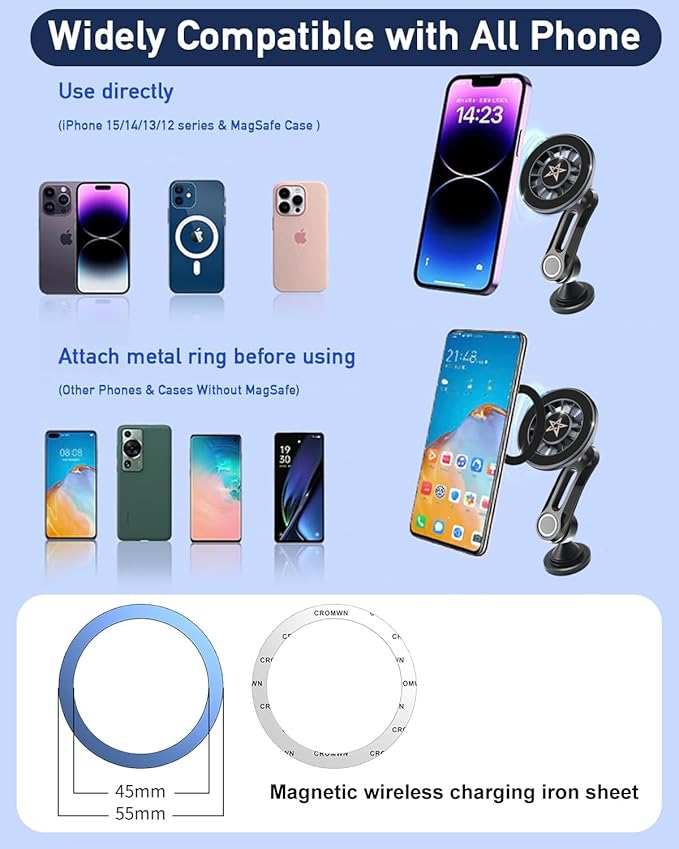 for Mag-Safe Car Mount - 360° Rotation Strong Magnetic Phone Holder for Car Dashboard, for iPhone 16 15 14 13 12 Plus Pro Max and Mag-Safe Phone Case Bracket Car Accessories