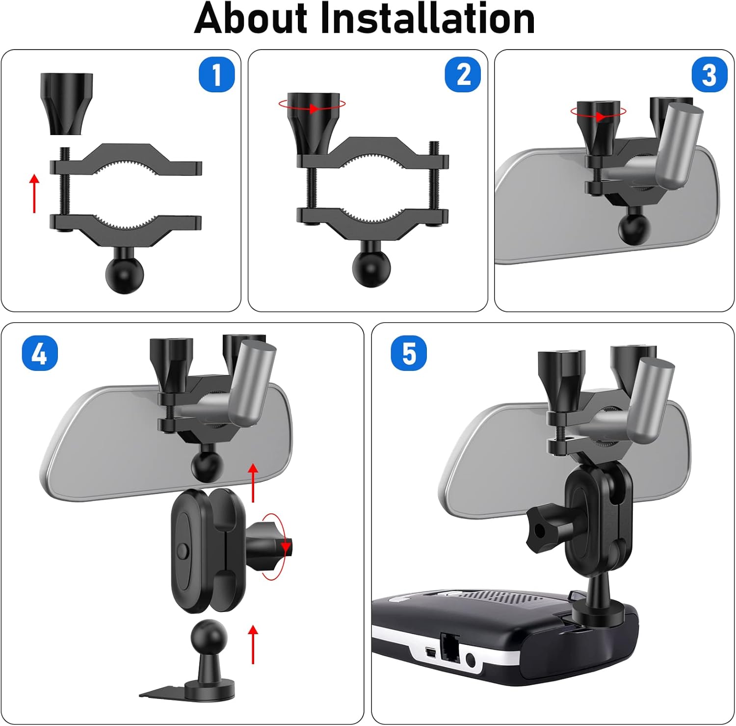 Radar Detector Mount,Rearview Mirror Stem Radar Detector Mount,for Escort Max,Max2,MAX360 Radar (Not Compatible with MAX360C & MAX3,Not Suitable to Radar Mount with Magnetic Connection)