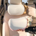 Cute Car Headrest Pillow 2PCS Bear Bunny Car Seat Neck Pillow Memory Foam Neck Support Cushions for Comfortable Driving Easy Install & Washable (Pink+Brown)