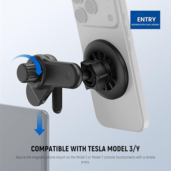 NEEWER Entry Level Version Magnetic Phone Holder Mount for Your Car Compatible with Tesla Model 3 / Y Accessories, Compatible with MagSafe iPhone Samsung Huawei Android for Video Recording, YW-145A