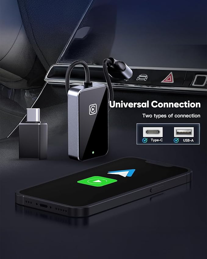 2025 Upgraded Wireless carplay Adapter for iPhone, for Apple carplay Wireless Adapter, Plug & Play, for iPhone iOS 10+/ for Android 11+