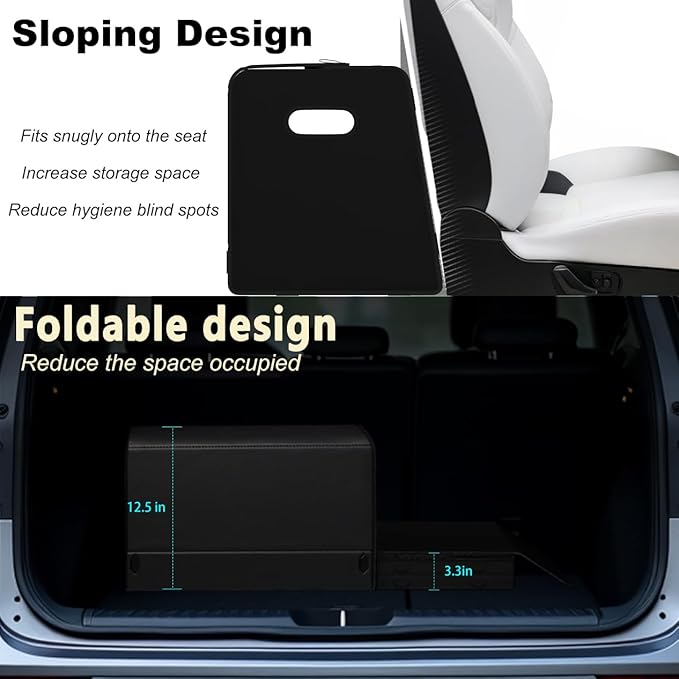 XDV Trunk Organizers, Car Organizers, Storage Solutions, and Car Storage Organizers for SUVs, Sedans, Back Seats, and Luxury Vehicles with Lid, Leather, Small, Large Car shoes box (Plain Black, XXL)