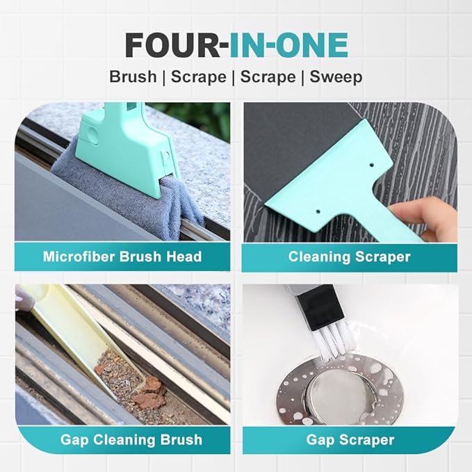 Magic Window Track Cleaner, 2024 Upgraded Window Groove Cleaning Brush Tools Set, Hand-held Window Track Cleaner Brushes Tools Set for Window lides Gaps Tile Lines Shutter Car Vents (Blue 3PCS)