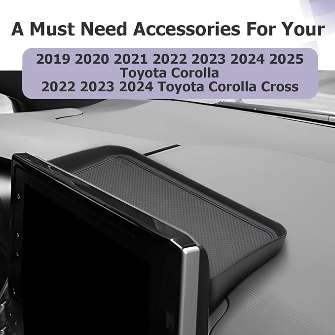 LUWU Dashboard Storage Tray Compatible with 2019-2024 2025 Toyota Corolla / 2022 2023 2024 Corolla Cross Center Console Display Box Hidden Tray Behind Screen 2024 2025 Corolla Accessories