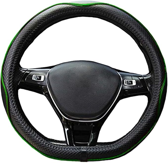 Mayco Bell Flat Bottom Steering Wheel Cover Anti-Slip,Safety,Soft,Breathable,Durable,Full Surround,Comfortable Grip Microfiber Leather (D Shape, Green)