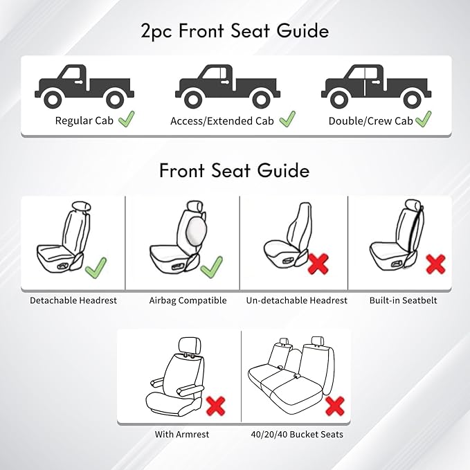 Huidasource Tacoma Front Seat Covers Fit for Toyota Tacoma 2024-2026 All Cab SR, SR5, Limited, TRD Sport/Off-Road,Trailhunter Front Row, 360° Full-wrap Leather Car Seat Cover (Front Pair/Black)