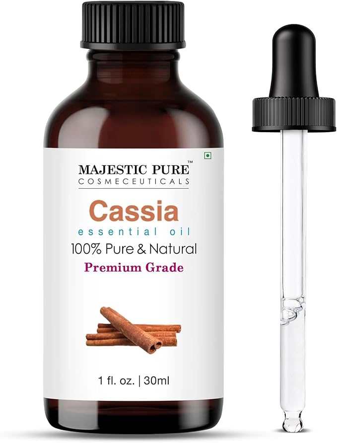 Majestic Pure Essential Oil with Glass Dropper - 100% Pure and Natural - Essential Oils for Diffuser, Aromatherapy, Soap and Candle Making, Cassia Essential Oil, Cassia Oil, 1 Fl Oz