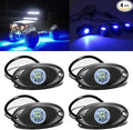 4 Pods LED Rock Light for Jeep ATV SUV Offroad Car Truck Boat Underbody Glow Trail Rig Lamp Underglow LED Neon Lights Waterproof 12V 24V - Blue