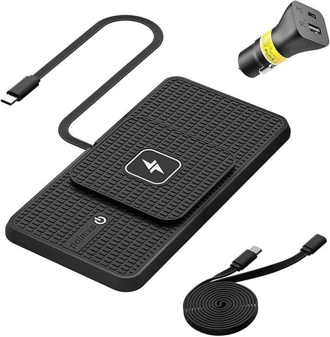 Wireless Charger Car Charging Pad,POLMXS 15W Wireless Phone Charger,RGB Cell Phone Cordless Charging Mat Compatible with iPhone 16/15/14/13/12 Galaxy S23 S22 S21 Note10(k1)