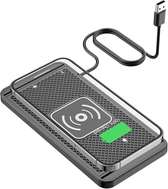 Wireless Charging Pad for Car for Honda Accord 2008-2012-pr, 15W Fast Wireless Charger Mat Non-Slip Silicone Car Center Console Phone Charging Pad,B/15W-USB