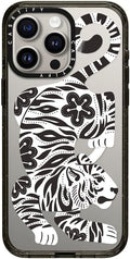 CASETiFY Impact iPhone 15 Pro Max Case [Slim/Compatible with Magsafe / 8.2 ft. 4X Military Grade Drop Protection] - Silver Tiger - Clear Black