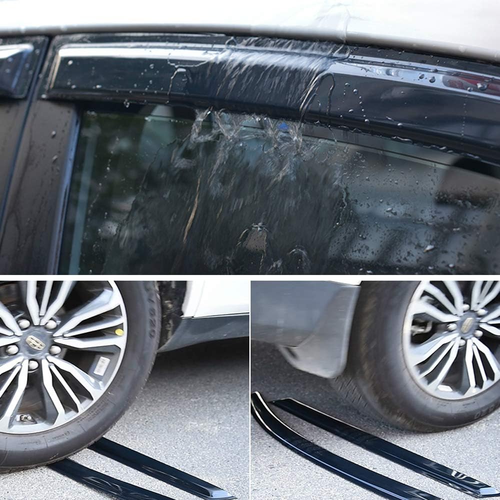 94428 Side Window Wind Vent Deflector,4pcs Outside Mount Style Nice Sun Rain Guards Set,Dark Smoke Tint Window Visor fit for 2002-2007 Jeep Liberty
