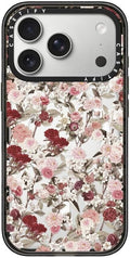 CASETiFY Impact iPhone 17 Pro Case [Slim/Compatible with Magsafe / 8.2 ft. 4X Military Grade Drop Protection] - Vintage Flower Monday - Clear Black