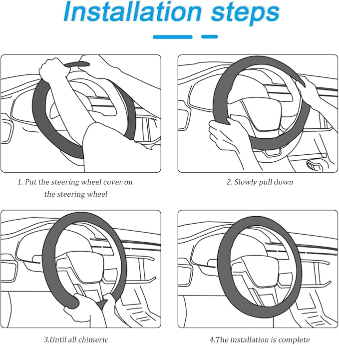 Car Steering Wheel Cover, Leather Elastic No Inner Ring Vehicle Steering Wheel Protector for 14.5-15Inch, Anti Slip Auto Interior Protection Accessories, Universal for SUV Sedan Truck (White)