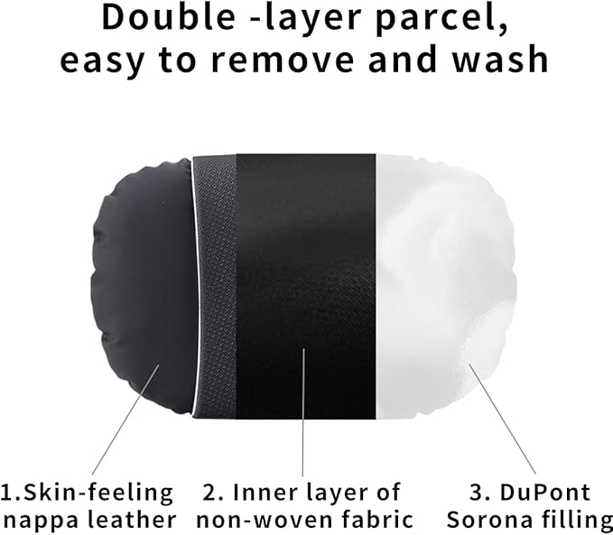 Car Headrest & Lumbar Support Set,Premium Skin-Feeling Napa Leather Soft and Comfortable Headrest,Car Seat Headrest Pillow Waist Support Car Interior Accessories for Driving Home Office