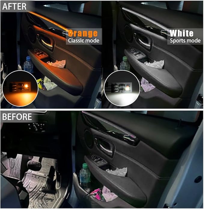 NJSBYL Door Pocket Handle Ambient Lighting Circuit Board for B-MW X1 2016-2022, Gran Turismo 2020-2017, 7 Series F01/LWB F02 LCI 2012-2015 Interior Door Panel Light Orange-White Courtesy Light Kit