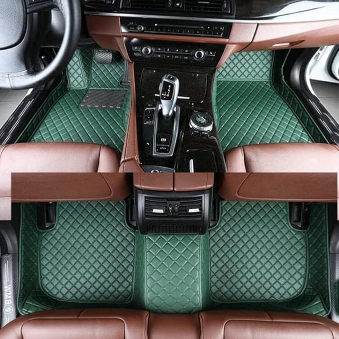 Custom Car Floor Mats for 96% Sedan SUV Sports Car Protection Full Coverage Pads Anti-Slip Leather Floor Lining All Weather Car Floor Mats (Green)