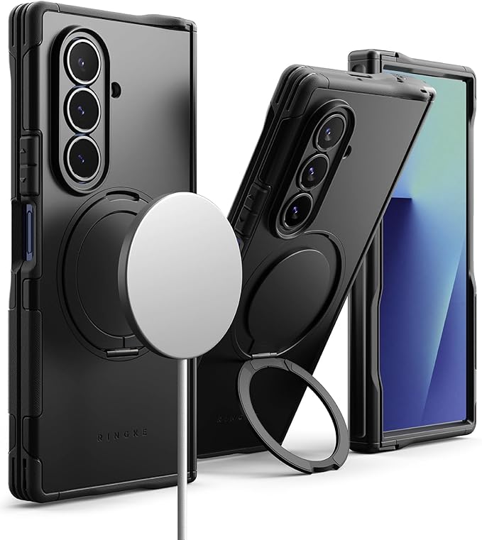 Ringke Alles Pro for Samsung Galaxy Z Fold 7 Case [Compatible with MagSafe] Hinge Protection Powerful Magnet Shockproof Cover with 360° Rotating Kickstand - Black