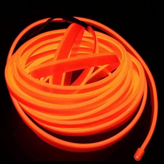 ABALDI USB Neon Light El Wire Glowing Electroluminescent Wire for Xmas Party Decoration with 5mm Sewing Edge 5M/16FT (Orange)