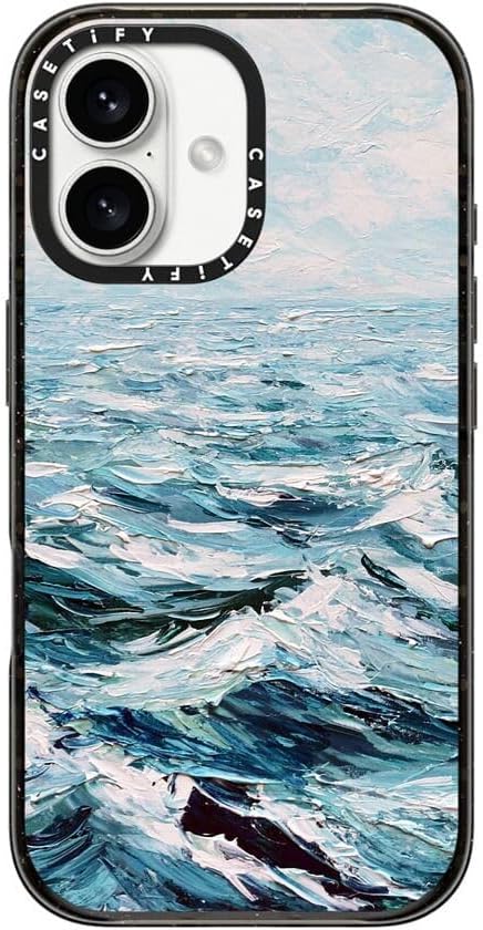CASETiFY Impact Case for iPhone 16 [Slim / 8.2 ft. 4X Military Grade Drop Protection/Compatible with Magsafe] - Deep Blue Sea - Clear Black