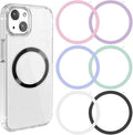 6 Colors Universal Metal Rings Compatible with Magsafe Magnetic Wireless Charger, Adapter Ring Sticker for Cell Phone Case Magnet Wireless Charging, Compatible with iPhone 16/15/14/ Samsung Galaxy