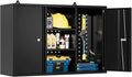 Metal Wall Cabinets for Storage with Locking Doors Adjustable Shelf Pegboard and Hooks, Metal Garage Wall Cabinet, Floating Upper Storage Cabinet