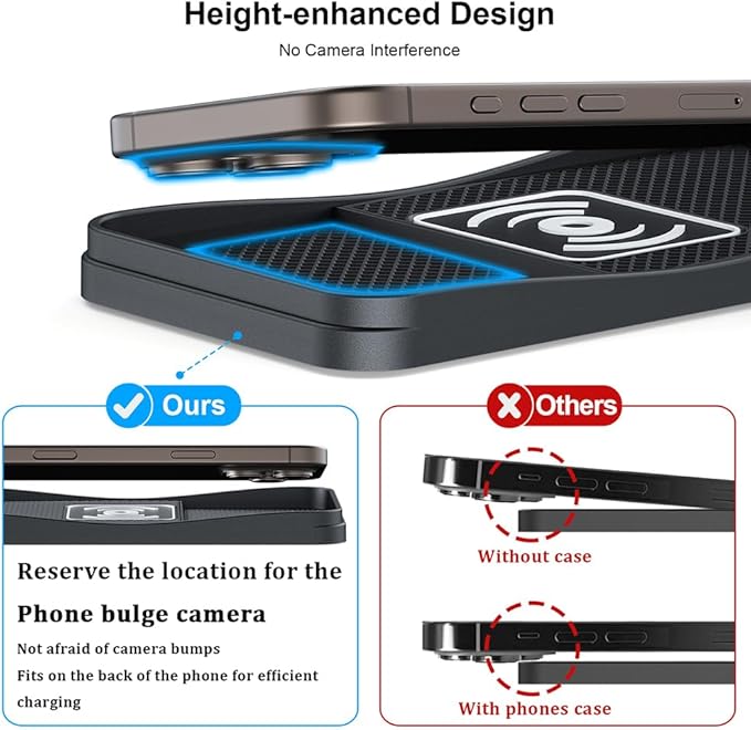 Car Wireless Charger Pad for Lexus UX 2019-2025, Type-C/USB 20W Fast Wireless Car Charger Pad Non-Slip Cordless Charging Mat,A-30cm Cable Type-C Plug
