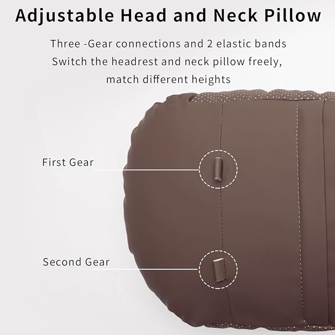 2 Pcs Car Headrest Neck Pillow for Driving,Premium Skin-Feeling Napa Leather Soft and Comfortable Headrest,Two Gears of Height Adjustment Car Seat Headrest Pillow Car Interior Accessories