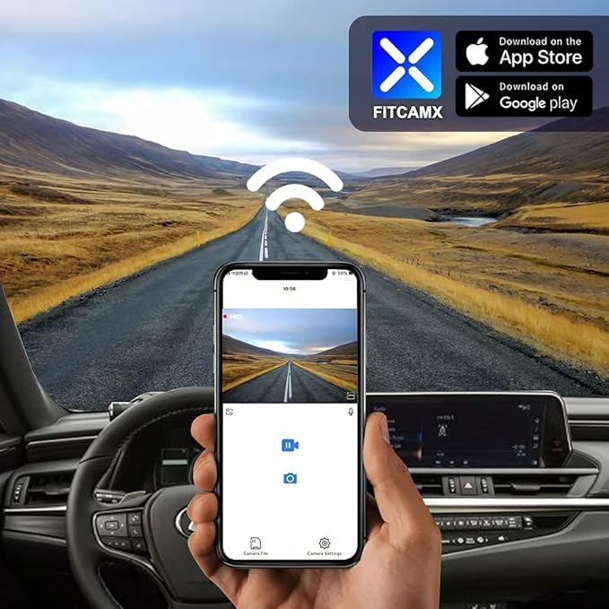 Fitcamx Front 2K+Rear 1080P Dash Cam for 2019-2025 Lexus ES350 ES300h ES250 F Sport, OEM Look, Dual 1440P+1080P HD Video, WiFi & APP, Loop Recording, G-Sensor, Easy to Set, 64GB Card