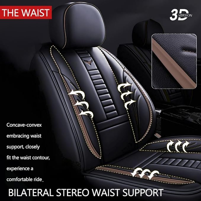for Chevy Equinox Seat Covers 2005-2026, Full Coverage Customized Car Seat Covers, Premium Leather Waterproof Stain-Resistant Easy to Install (Luxury 5 Seats, Black&Coffee)