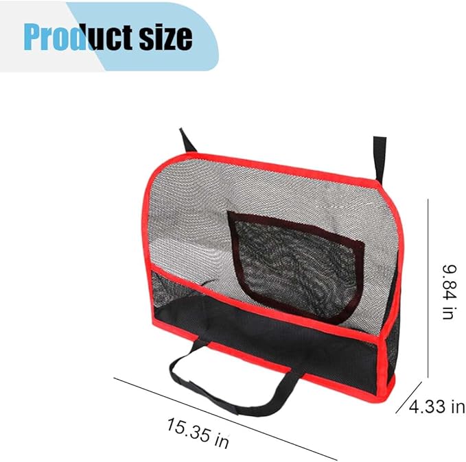 Car Net Pocket Handbag Holder, Car Purse Holder Between Front Seats, Driver Storage Netting Pouch for Backseat Pet Kid Barrier, Vehicle Storage Organizer Mesh Bag for Women Men (Red)